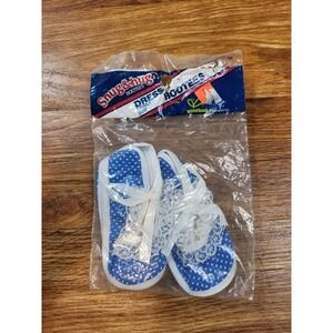 Vtge Snug & Hug Blue Polka Dot Dress Bootees Infant